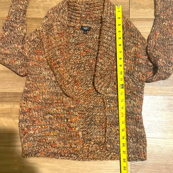Talbots Cardigan Open Front Wool Acrylic Alpaca Knit Brown Marled Size P - Picture 4 of 5